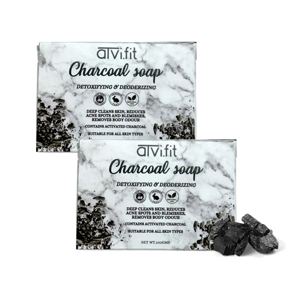 Atvi.fit charcoal soap enriched with rosemary essential oil (Pack of 2)