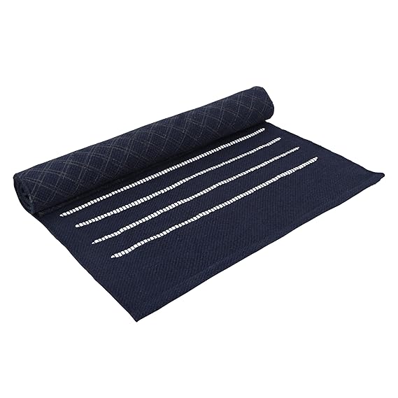 Pure cotton anti-skid, machine wash yoga mat. 73inches x 24inches, 5mm thickness (Dark blue)