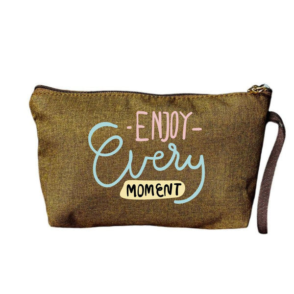 Pouch with Hidden Pocket and Handle, Compact Organizer for Essentials, 6Inch x 10Inch (Be Happy)
