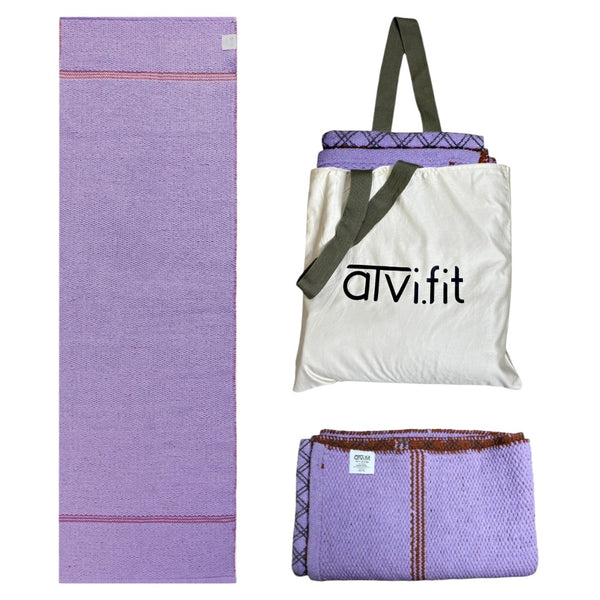 Pure cotton anti-skid, machine wash yoga mat. 73inches x 24inches, 8mm thickness (Purple)